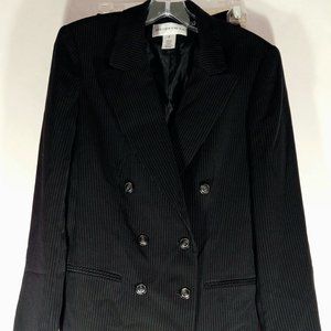 NEW YORK JONES SUIT DOUBLE BREASTED PINSTRIPE WOMENS SIZE 8
